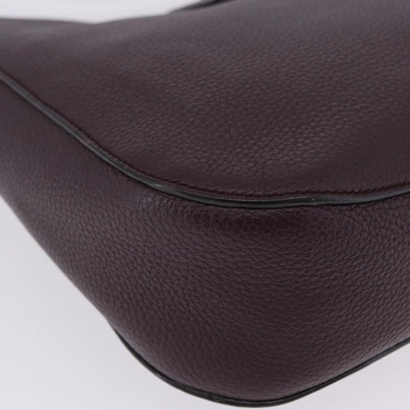 BALLY Shoulder Bag Leather Bordeaux Silver Auth 201238
