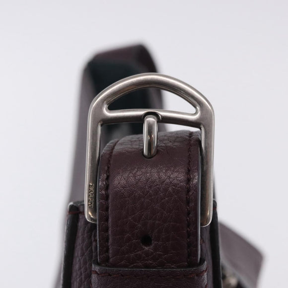 BALLY Shoulder Bag Leather Bordeaux Silver Auth 201238