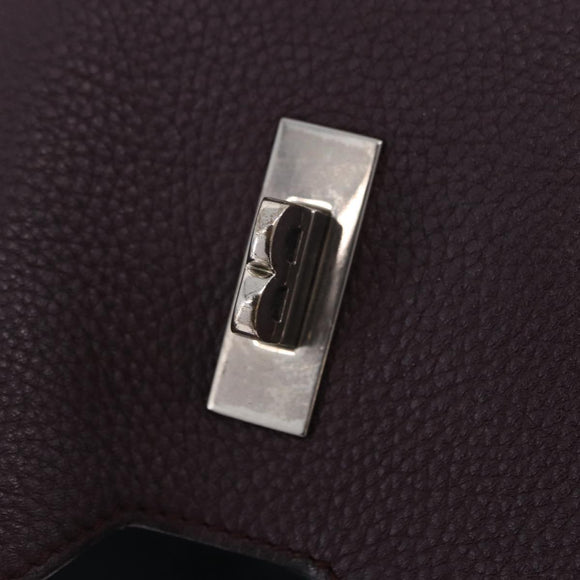 BALLY Shoulder Bag Leather Bordeaux Silver Auth 201238