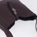 BALLY Shoulder Bag Leather Bordeaux Silver Auth 201238-6