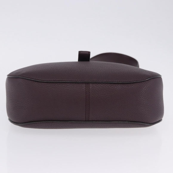 BALLY Shoulder Bag Leather Bordeaux Silver Auth 201238