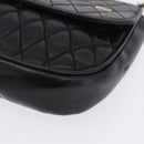 BALLY Chain Shoulder Bag Leather Black Gold Tone Auth 201246-11