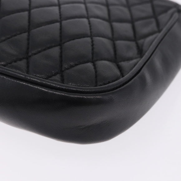 BALLY Chain Shoulder Bag Leather Black Gold Tone Auth 201246