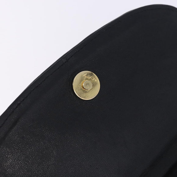BALLY Chain Shoulder Bag Leather Black Gold Tone Auth 201246