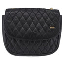 BALLY Chain Shoulder Bag Leather Black Gold Tone Auth 201246-2