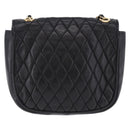 BALLY Chain Shoulder Bag Leather Black Gold Tone Auth 201246-3