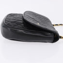 BALLY Chain Shoulder Bag Leather Black Gold Tone Auth 201246-4