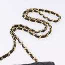 BALLY Chain Shoulder Bag Leather Black Gold Tone Auth 201246-8
