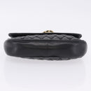 BALLY Chain Shoulder Bag Leather Black Gold Tone Auth 201246-9