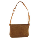 CELINE C Macadam Canvas Shoulder Bag Suede Brown Gold Auth 201247-1
