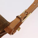 CELINE C Macadam Canvas Shoulder Bag Suede Brown Gold Auth 201247-16