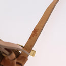 CELINE C Macadam Canvas Shoulder Bag Suede Brown Gold Auth 201247-9
