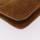 CELINE C Macadam Canvas Shoulder Bag Suede Brown Gold Auth 201247-17