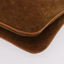 CELINE C Macadam Canvas Shoulder Bag Suede Brown Gold Auth 201247-18