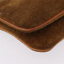CELINE C Macadam Canvas Shoulder Bag Suede Brown Gold Auth 201247-19