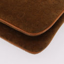 CELINE C Macadam Canvas Shoulder Bag Suede Brown Gold Auth 201247-20