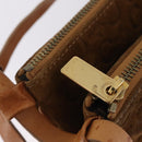CELINE C Macadam Canvas Shoulder Bag Suede Brown Gold Auth 201247-21