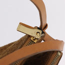 CELINE C Macadam Canvas Shoulder Bag Suede Brown Gold Auth 201247-10