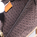 CELINE C Macadam Canvas Shoulder Bag Suede Brown Gold Auth 201247-11