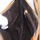 CELINE C Macadam Canvas Shoulder Bag Suede Brown Gold Auth 201247-24