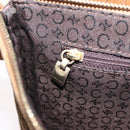 CELINE C Macadam Canvas Shoulder Bag Suede Brown Gold Auth 201247-28
