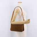CELINE C Macadam Canvas Shoulder Bag Suede Brown Gold Auth 201247-32