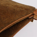 CELINE C Macadam Canvas Shoulder Bag Suede Brown Gold Auth 201247-5