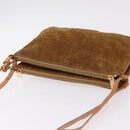 CELINE C Macadam Canvas Shoulder Bag Suede Brown Gold Auth 201247-14