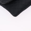 CHANEL Matelasse Chain Shoulder Pouch Satin Black Gold Tone CC Auth 201248-10