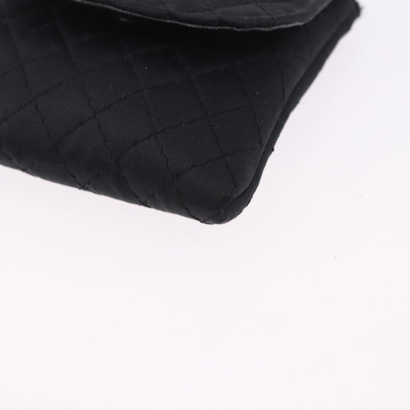 CHANEL Matelasse Chain Shoulder Pouch Satin Black Gold Tone CC Auth 201248