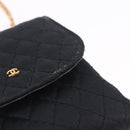 CHANEL Matelasse Chain Shoulder Pouch Satin Black Gold Tone CC Auth 201248-15