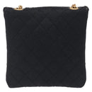 CHANEL Matelasse Chain Shoulder Pouch Satin Black Gold Tone CC Auth 201248-3