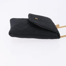 CHANEL Matelasse Chain Shoulder Pouch Satin Black Gold Tone CC Auth 201248-4