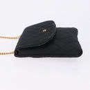 CHANEL Matelasse Chain Shoulder Pouch Satin Black Gold Tone CC Auth 201248-5