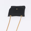 CHANEL Matelasse Chain Shoulder Pouch Satin Black Gold Tone CC Auth 201248-6