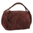 BOTTEGA VENETA Hand Bag Suede Bordeaux Gold Tone Auth 201251-1
