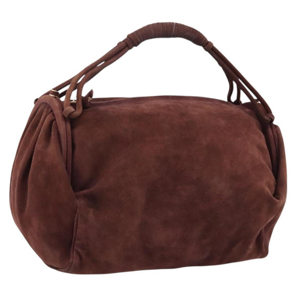 BOTTEGA VENETA Hand Bag Suede Bordeaux Gold Tone Auth 201251