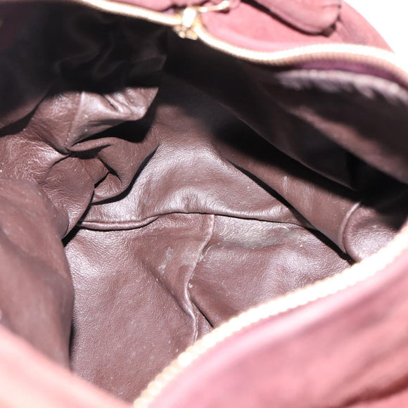 BOTTEGA VENETA Hand Bag Suede Bordeaux Gold Tone Auth 201251