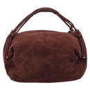 BOTTEGA VENETA Hand Bag Suede Bordeaux Gold Tone Auth 201251-2