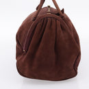 BOTTEGA VENETA Hand Bag Suede Bordeaux Gold Tone Auth 201251-3