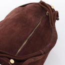 BOTTEGA VENETA Hand Bag Suede Bordeaux Gold Tone Auth 201251-6