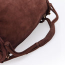 BOTTEGA VENETA Hand Bag Suede Bordeaux Gold Tone Auth 201251-7