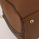 Burberrys Boston Bag Leather Brown Gold Tone Auth 201252A-14