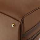 Burberrys Boston Bag Leather Brown Gold Tone Auth 201252A-15
