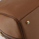 Burberrys Boston Bag Leather Brown Gold Tone Auth 201252A-16