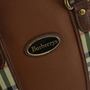 Burberrys Boston Bag Leather Brown Gold Tone Auth 201252A-17