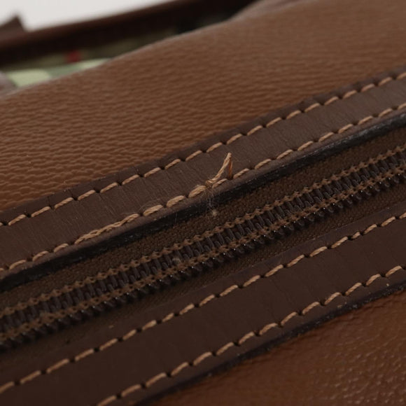 Burberrys Boston Bag Leather Brown Gold Tone Auth 201252A