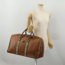 Burberrys Boston Bag Leather Brown Gold Tone Auth 201252A-23