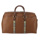 Burberrys Boston Bag Leather Brown Gold Tone Auth 201252A-2