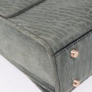 Valextra Hand Bag Suede Gray Gold Tone Auth 201257-15